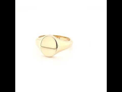 9ct Yellow Gold Heavy Oval Shape Signet Ring 3486
