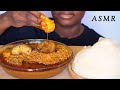 Asmr massive eating sound | Poundo yam fufu & banga soup with shakki, cow skin, beef & mackerel fish