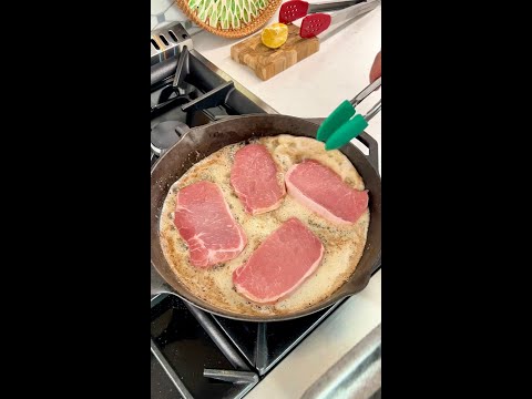 Buttery Cast Iron Pork Chops with Creamy Mushroom Sauce | Easy Skillet Dinner