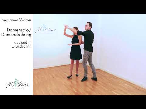Langsamer Walzer - Damensolo/Damendrehung aus/in Grundschritt - im Detail erklärt ohne Musik
