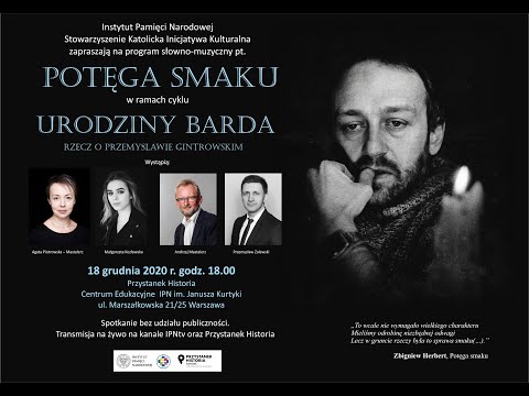 🎸  Potęga smaku – koncert na  żywo z cyklu URodziny Barda. Rzecz o Przemysławie Gintrowskim