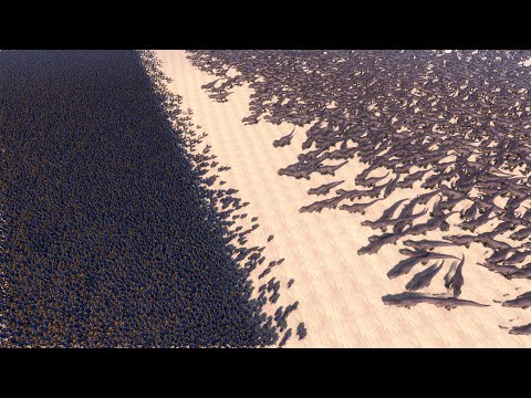 10.000 GOLDEN KNIGHT vs 10.000 TREX - Ultimate Epic Battle Simulator UEBS