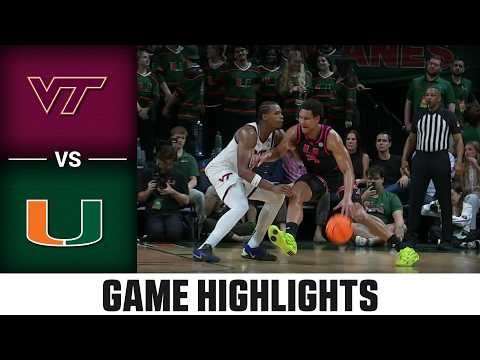 Virginia Tech vs. Miami Game Highlights | 2025-26 ACC Men's Basketball