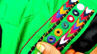 Sindhi Hand Embroidery design for neck Neckline de