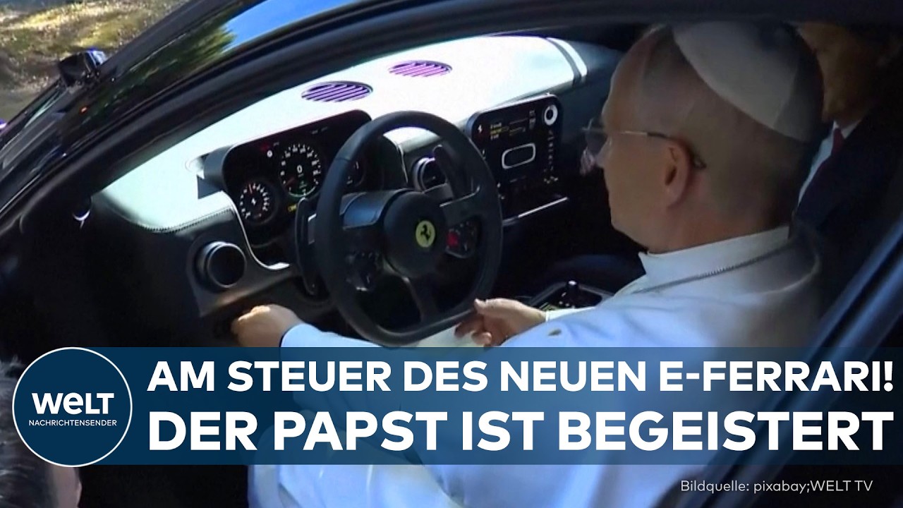 PAPST IM ELEKTRO-SPORTWAGEN: Leo XIV. begeistert von E-Ferrari "Luce"