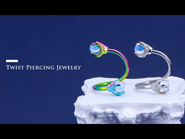 Vídeo relacionado con OUFER Anillo de acero inoxidable 316L para tabique de estrella de 16 G, circonita cúbica transparente y ópalo, piercing de hélice para mujer, aro de hélice de 10 mm, anillo de caracola, piercing