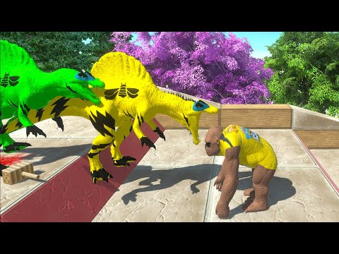 Hunting found Jurassic world X2 BUMBLEBEE SPINO VS THANOS SPINO & DEADPOOL CARCHAR