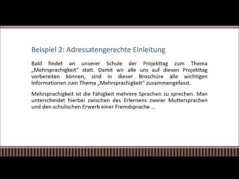 07_Informierender Text - Beispiele für eine adressatengerechte Einleitung