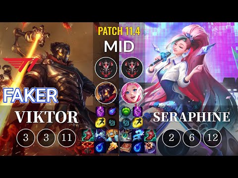 T1 Faker Viktor vs Seraphine Mid - KR Patch 11.4