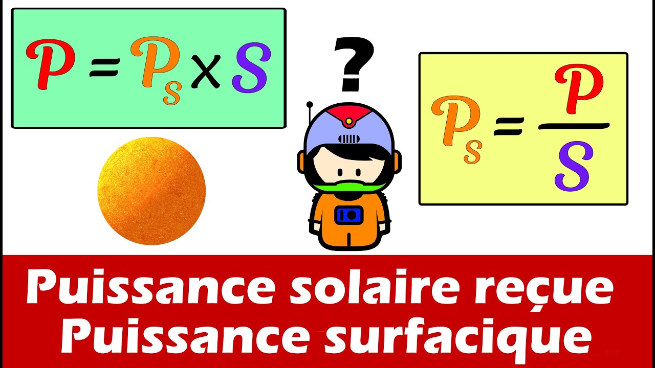 Puissance solaire reçue et puissance surfacique solaire reçue Soleil énergie 1ère