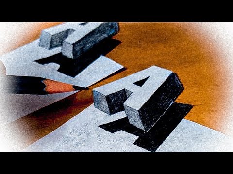 Very Easy!! How To Drawing 3D Floating Letter "A" #2 - Anamorphic Illusion - 3D Trick Art on paper