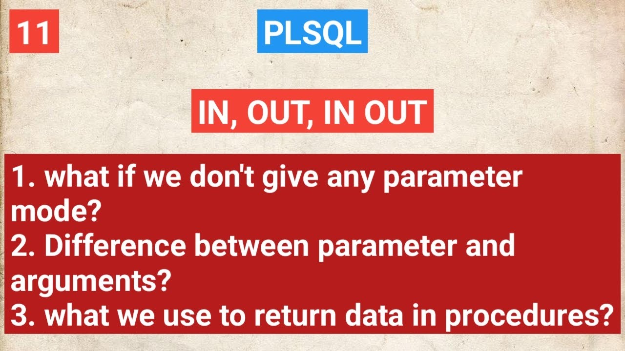 Plsql | IN, OUT, IN OUT parameter modes