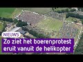 Helikoptervlucht boven boerenprotest in Stroe levert spectaculaire beelden op