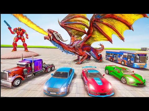 Multi Transforming Robot Games With Police Truck Dragon And Bus - Android Gameplay | Cartoon Games