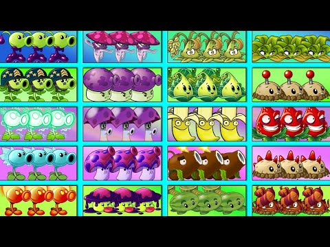 20 Plants PEA x MUSHROOM x PULT x BOMB Battlez - Who Will Win? - PvZ 2 Plant vs Plant