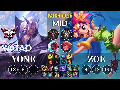 JDG Yagao Yone vs Zoe Mid - KR Patch 10.25