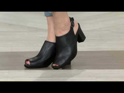 Earth Origins Peep-toe Slingback Leather Booties - Sydney on QVC