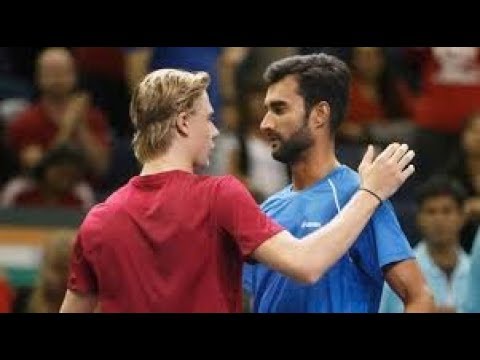 Shapovalov vs Bhambri 2017 Davis Cup Third set tiebreak (Full)