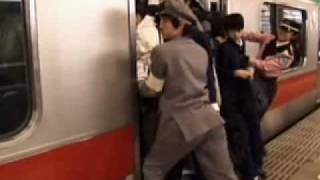 Japanese train station during rush hour