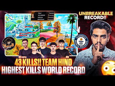 43 KILLS !! Team Hind HIGHEST Kill RECORD💀🔥 | Free Fire ESPORTS HIGHEST Kill World Record✅