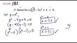Solve for x: x^4-5x^2+4 = 0.