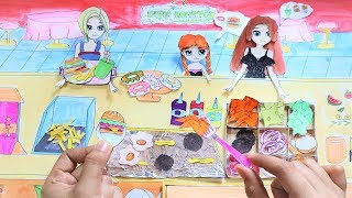 PAPER DOLL MAKING HAMBURGER - PAPER HAMBURGER KITCHEN COOKING​ PLAY