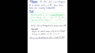 Orthogonality & Linear Independence (Theorem)