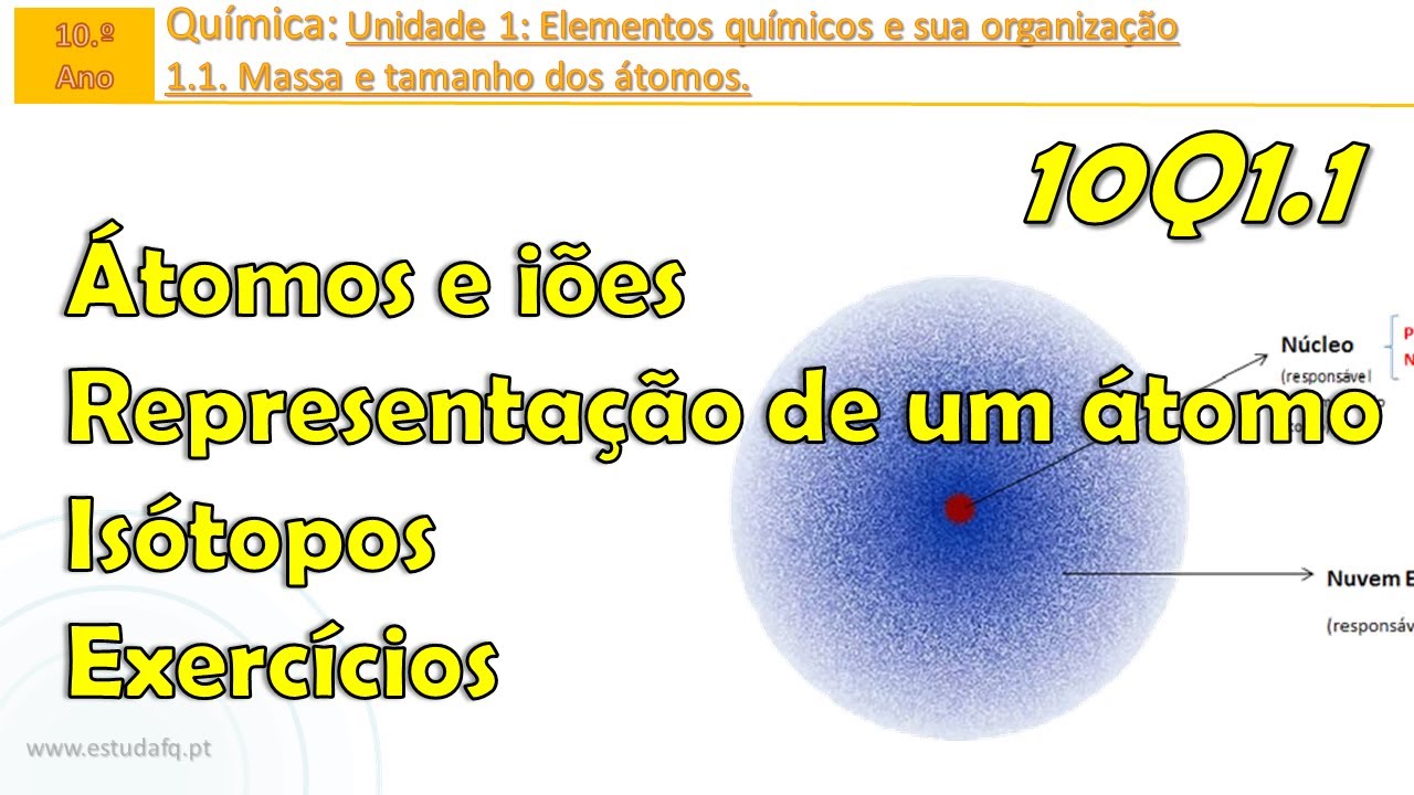 10Q1.1 | O que são átomos e iões? | Representação de um átomo | Isótopos | Exercícios | Aula 1