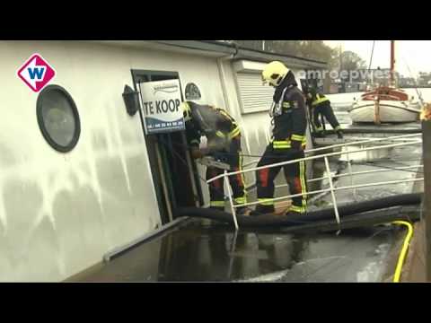 woonboot gouda deels gezonken