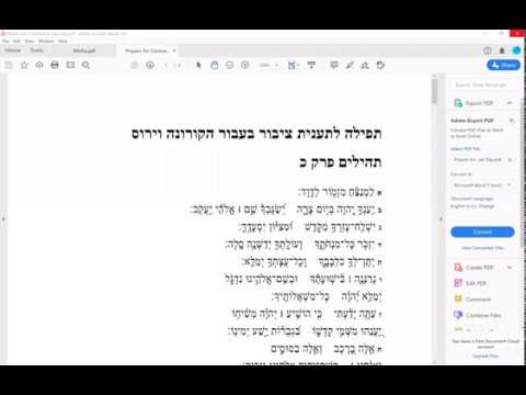 Special Tehillim Reading 3/25/20