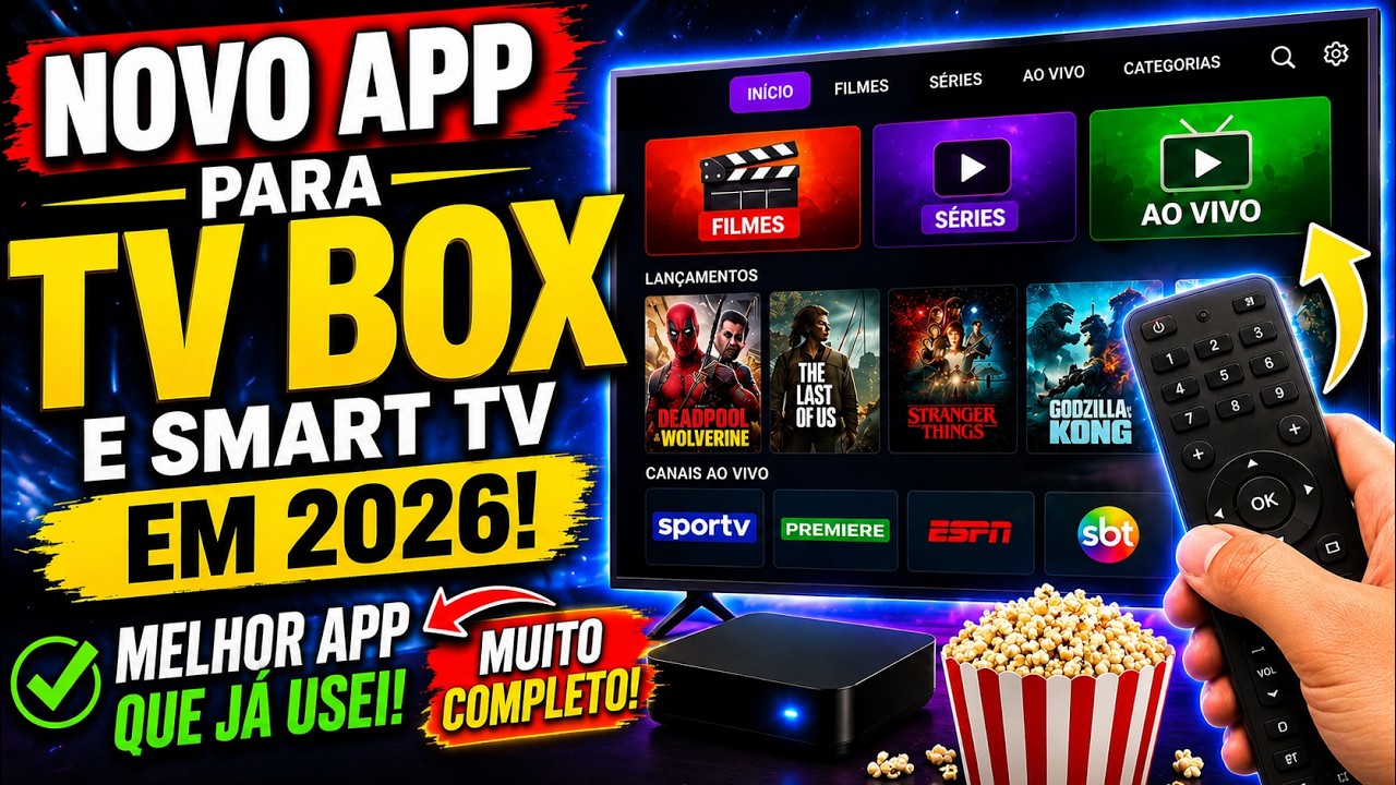 NOVO APP para TV BOX E SMART TV ANDROID em 2026! (Muito completo) MELHOR APP QUE JÁ USEI