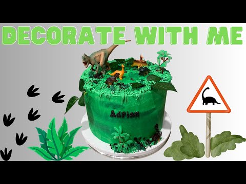 Decorate a Dinosaur Cake With Me | Relaxing Cake Decorating