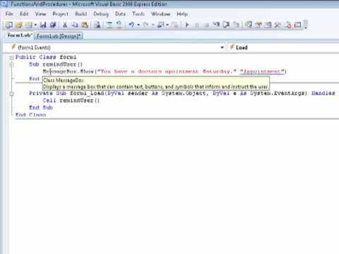 Learning VB.NET (Visual Basics) tutorial 17 - Sub Procedures and Functions