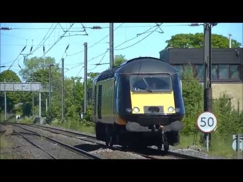 Single HST Power Car 43467 passing Morpeth