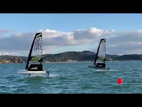 WASZP starting practice, Bay of Islands 10th May 22 with GeGe and Molly