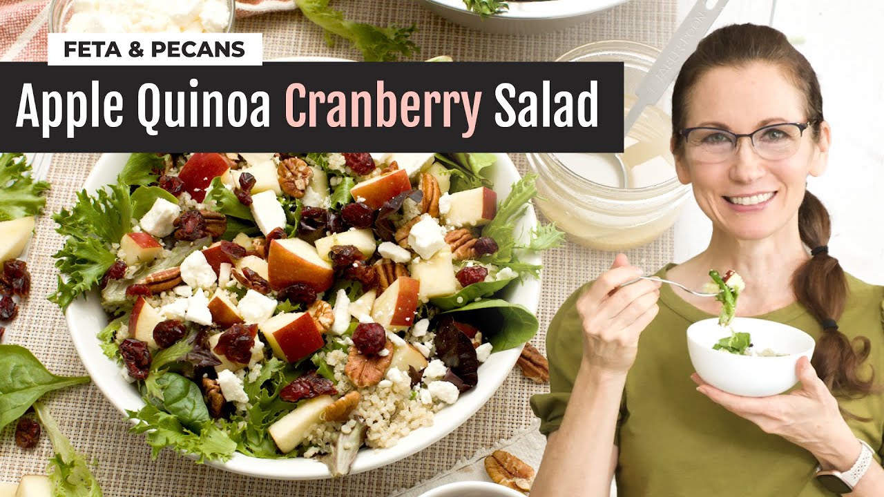 Apple Quinoa Cranberry Salad with Feta and Pecans | Apple Dressing
