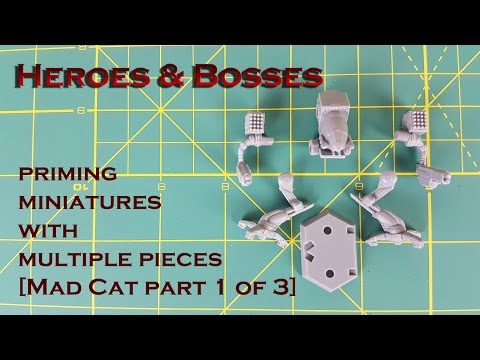 Paint-tech 03 - How to prime minis with multiple pieces [Mad Cat part 1 of 3]