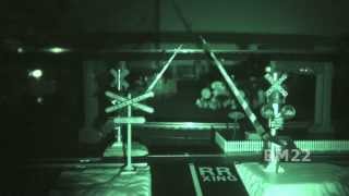 Trains at Railroad Crossing Night and Day