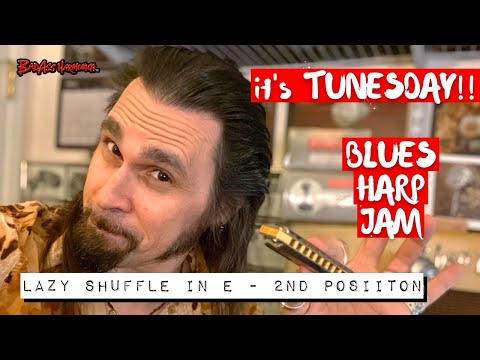 How To Not Suck while playing a Lazy Chicago Blues Harmonica  - Key of E Blues Jam - Tunesday 45