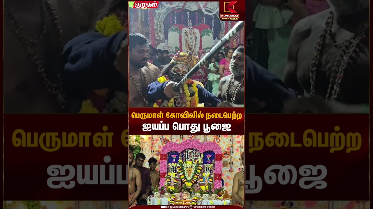 பெருமாள் கோவிலில் நடைபெற்ற ஐயப்ப பொது பூஜை | Karaikkal Karuppu Swamy | Kumudam News