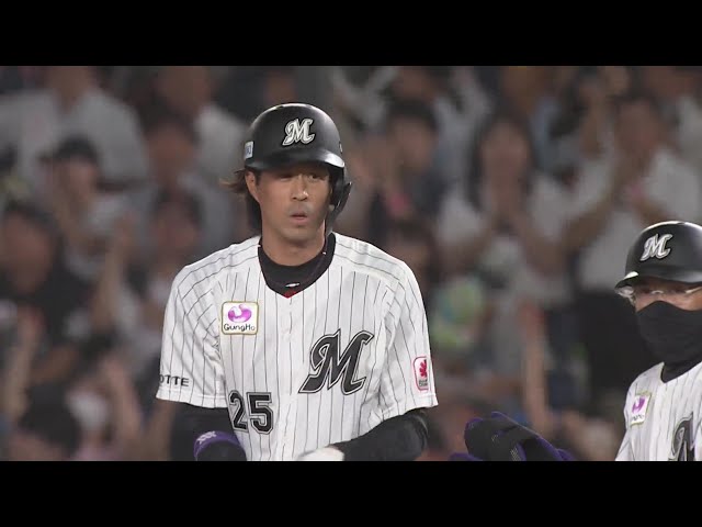 【6回裏】さすがの勝負強さ!! マリーンズ・岡大海 三遊間を破る同点のタイムリーヒット!!  2023年8月24日 千葉ロッテマリーンズ 対 福岡ソフトバンクホークス