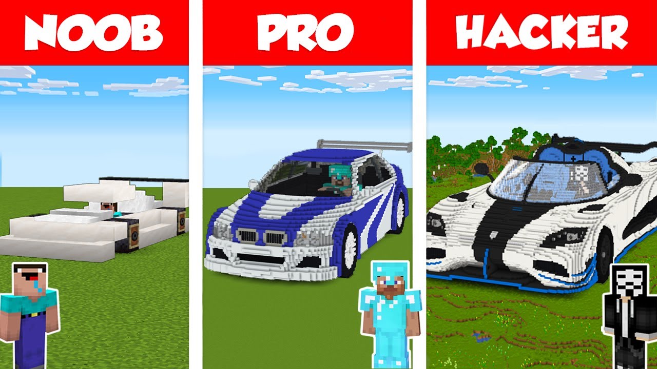 Minecraft NOOB vs PRO vs HACKER: SPORT CAR HOUSE BUILD CHALLENGE in Minecraft / Animation