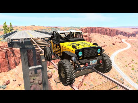 Cars vs Train Track Bridge #1 – BeamNG.Drive | BeamNG Car Crusher