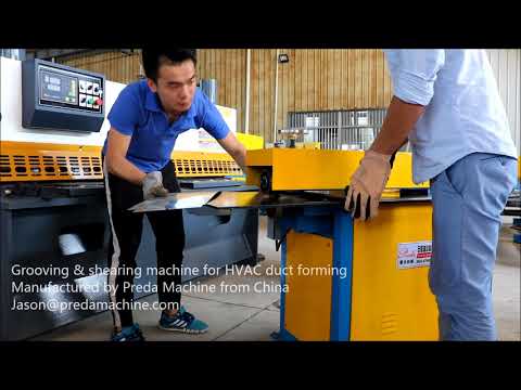 Grooving & shearing machine for HVAC duct forming