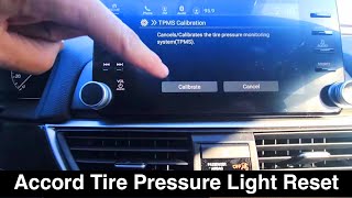 2019 Honda Accord Tire Pressure Light Reset