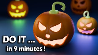 How to create a Jack-o'-lantern Pumpkin in Blender in 9 minutes / Blender tutorial