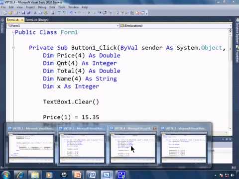 Visual Basic 2010 Express Tutorial 28   MultiDimensional   Parallel Arrays 2