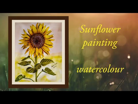 Sunflower painting | How to paint a flower | flower painting with watercolour | watercolour painting