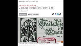 Antisemitische Thule-Gesellschaft Geistige Wegbereiter der Nazis | DLF-K| 29.08.