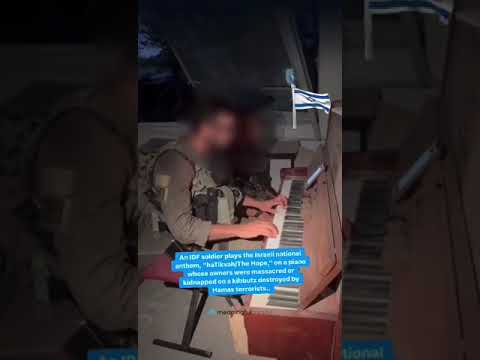 WATCH: Israeli soldier plays Hatikva on the piano in a home attacked by Hamas #israel #gaza